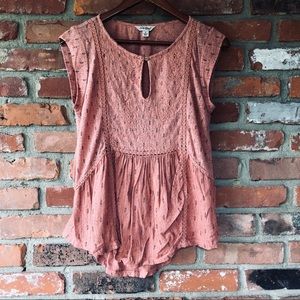 Lucky Brand Sleeveless Embroidered Blouse